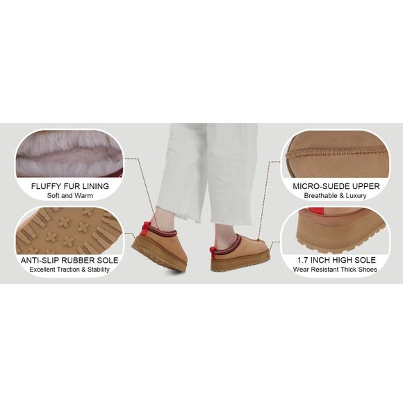Gohom Platform Slippers Mini Boots for Women Fleece Lined Booties Anti-Slip, 10 - Picture 9 of 10